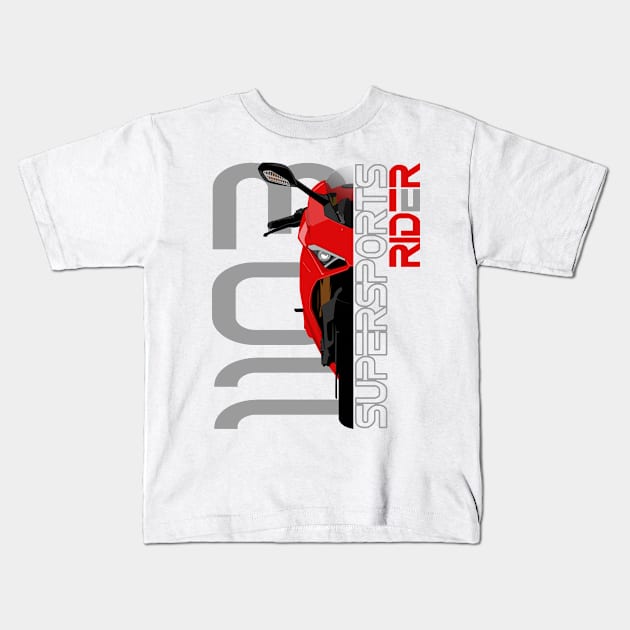 Supersports Rider Panigale V4 Kids T-Shirt by TwoLinerDesign